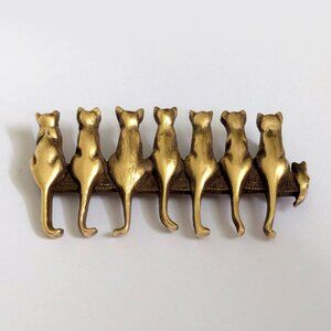 Vintage MFA Museum Fine Art Brass Family Cat Brooch